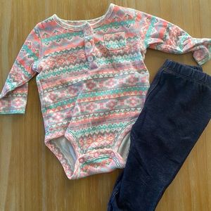 💛 5/$25 Carter’s Aztec Tribal Bodysuit & jeggings